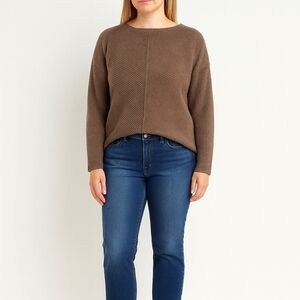 Denver Hayes Scoop Neck Brown Knit Sweater Like New Size Large